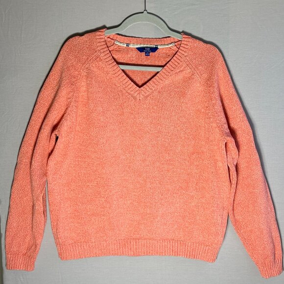 Tabi Simply Classic V Neck Cotton Sweater, Women's Size Large in Orange - Picture 1 of 7